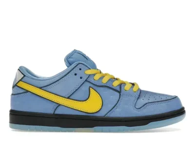 Nike SB Dunk Low The Powerpuff Bubbles. Featuring vibrant blue hues and bold design inspired by Bubbles. Shop now for unique sneaker style!