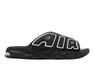 NIKE AIR MORE UPTEMPO SLIDE BLACK WHITE