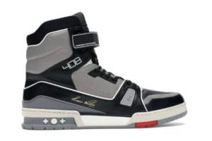 LOUIS VUITTON LV TRAINER SNEAKER BOOT HIGH BLACK GREY
