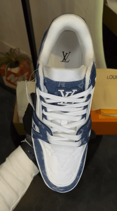 LOUIS VUITTON LV TRAINER MONOGRAM DENIM WHITE BLUE