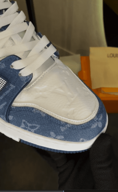 LOUIS VUITTON LV TRAINER MONOGRAM DENIM WHITE BLUE