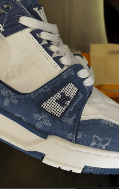 LOUIS VUITTON LV TRAINER MONOGRAM DENIM WHITE BLUE