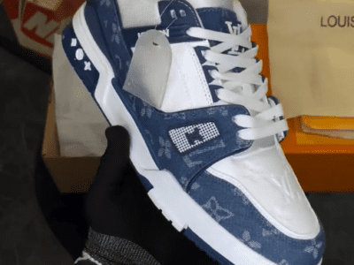LOUIS VUITTON LV TRAINER MONOGRAM DENIM WHITE BLUE