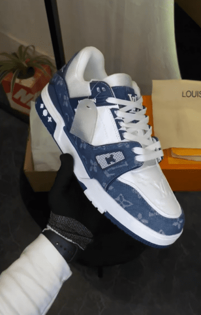 LOUIS VUITTON LV TRAINER MONOGRAM DENIM WHITE BLUE