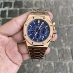 Audemars Piguet Royal Oak Chronograph Rose Gold Watch Blue Dial