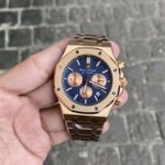 Audemars Piguet Royal Oak Chronograph Rose Gold Watch Blue Dial