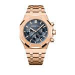 Audemars Piguet Royal Oak Chronograph Rose Gold Watch Blue Dial