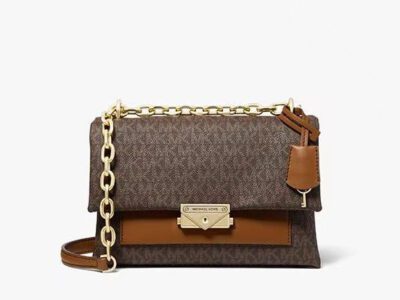 Michael Kors Cede Medium Flap Chain Brown Shoulder Bag