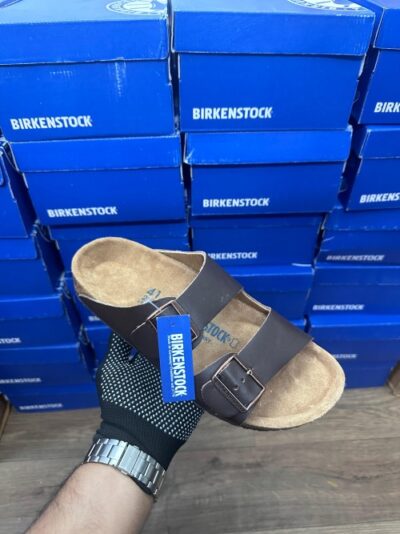 BIRKENSTOCK ARIZONA DARK BROWN LEATHER SANDALS