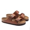 BIRKENSTOCK ARIZONA BROWN LEATHER SANDALS