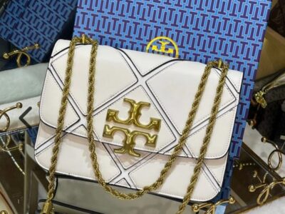 Tory Burch White Diamond Quilt Leather Eleanor Shoulder Bag