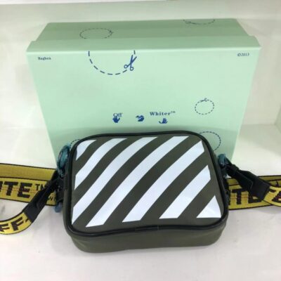 Off White Binder Nylon Small Crossbody With OG Box & Dust Bag & 07 Army Green Yellow