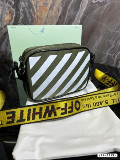 Off White Binder Nylon Small Crossbody With OG Box & Dust Bag & 07 Army Green Yellow