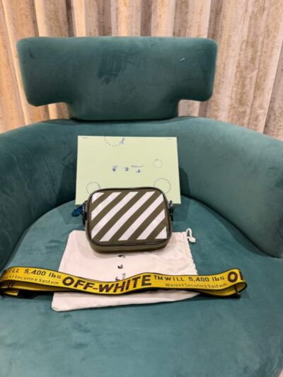 Off White Binder Nylon Small Crossbody With OG Box & Dust Bag & 07 Army Green Yellow