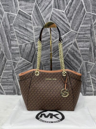 Michael Kors Jet Set Tote Travel Signature With Dust Bag Coffee Brown