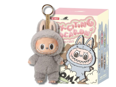 Labubu Doll Pop Mart Sesame Bean Grey