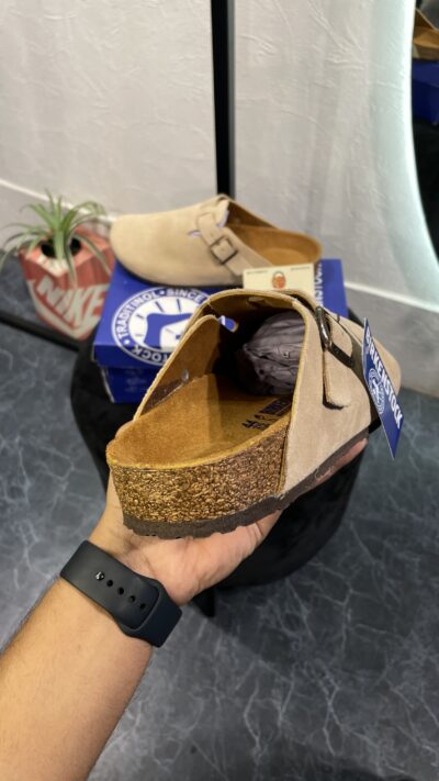 Birkenstock Boston taupe Suede Clogs - Image 12
