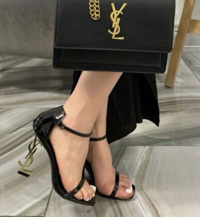 YSL HEELS OPYUM SANDALS BLACK GOLD