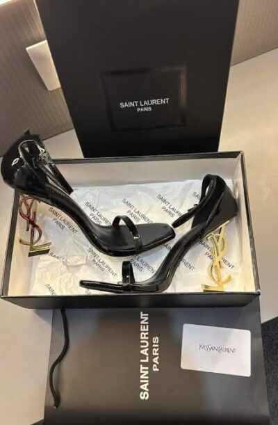 YSL HEELS OPYUM SANDALS BLACK GOLD